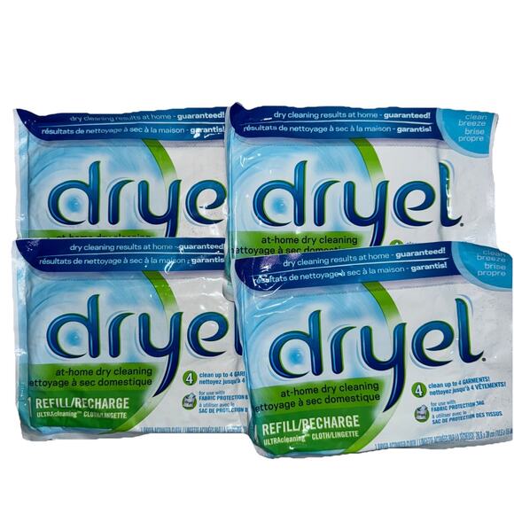 4 NEW DRYEL Dryer Activated Refill Cloths Original Dry Clean at Home Sealed - Picture 1 of 2